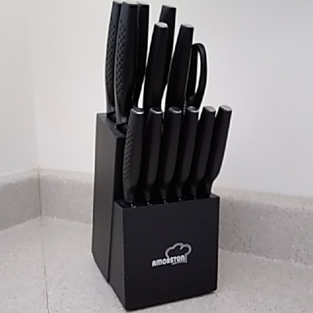 Black Knife Set with Block